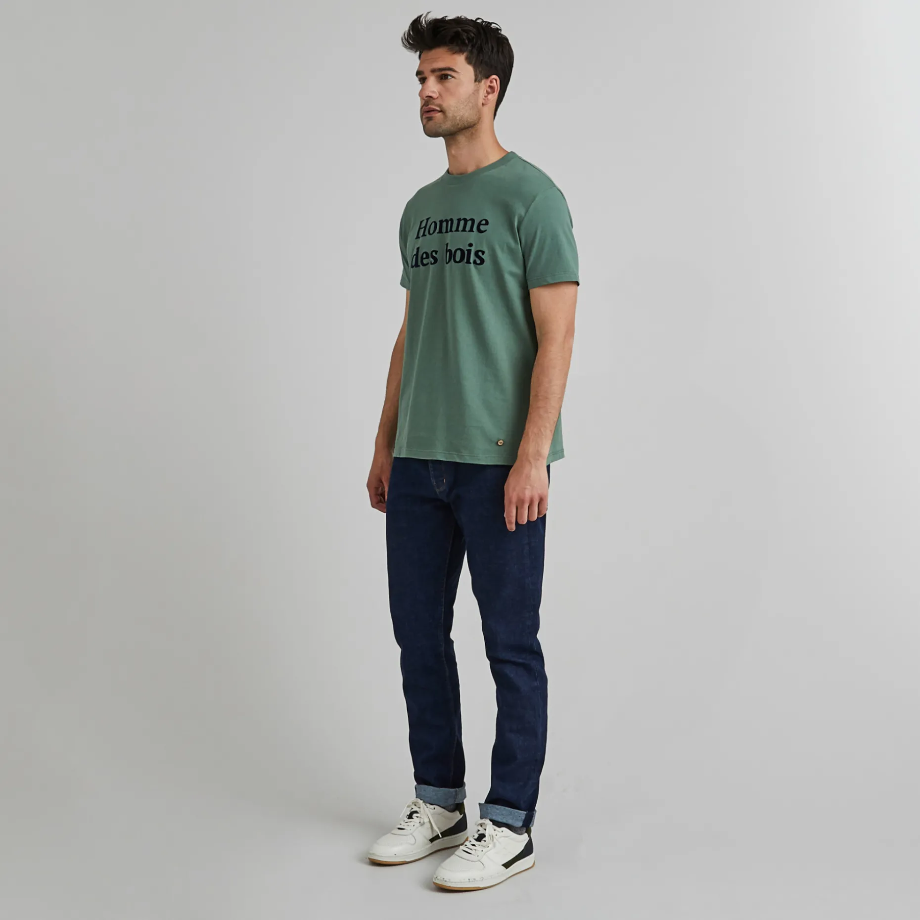 T-Shirt Col Rond Vert Homme Des Bois