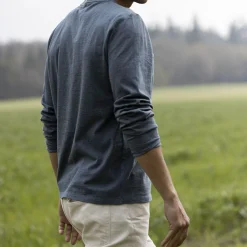 T-Shirt Manches Longues Bleu Gris