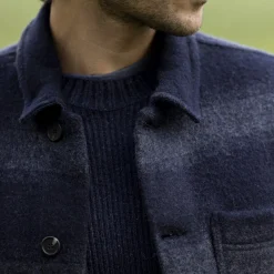 Veste A Boutons Bleu Marine